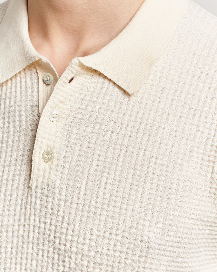 Heren | Polo's | Baracuta | Waffle Knitted Polo Ivory