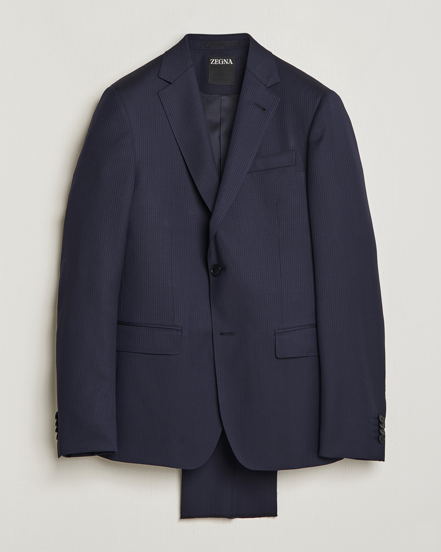 Heren | Pakken | Zegna | Tailored Wool Striped Suit Navy