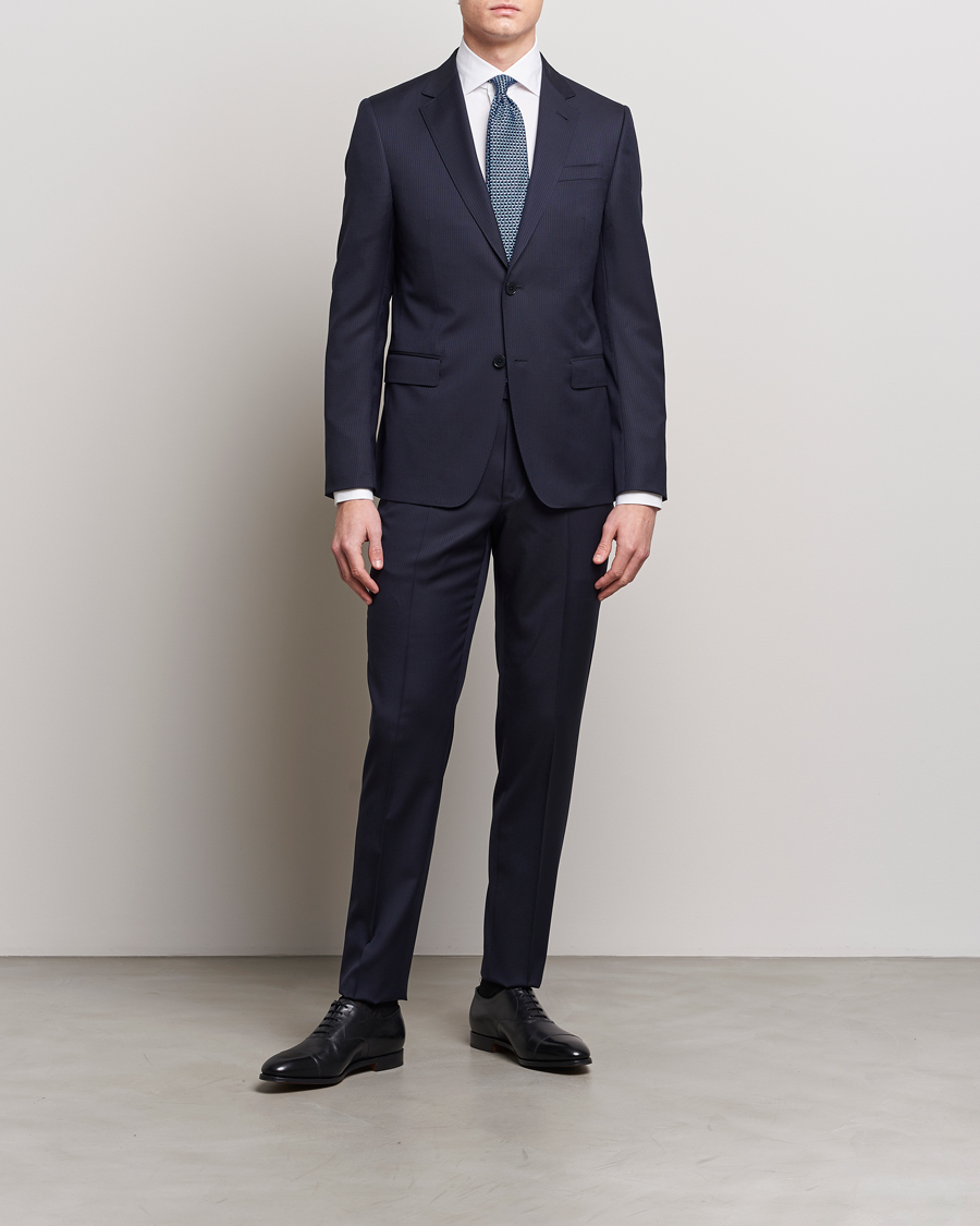 Heren |  | Zegna | Tailored Wool Striped Suit Navy