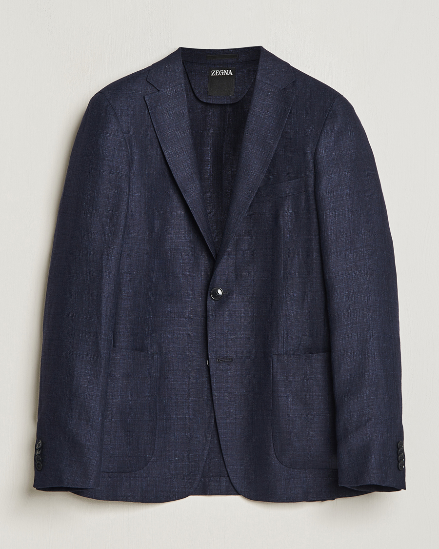 Heren | Blazers | Zegna | Unconstructed Linen Blend Blazer Navy
