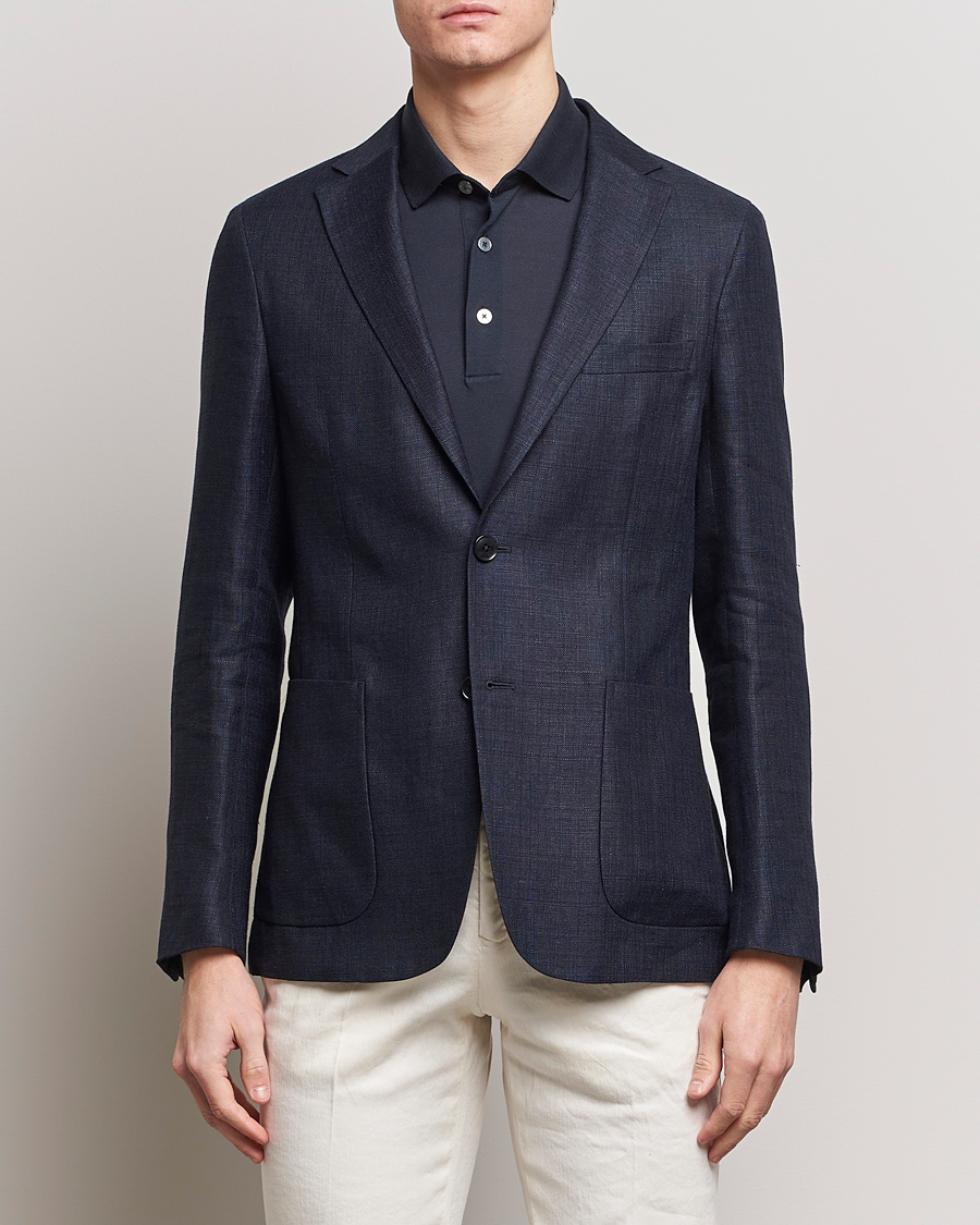 Heren | Italian Department | Zegna | Unconstructed Linen Blend Blazer Navy