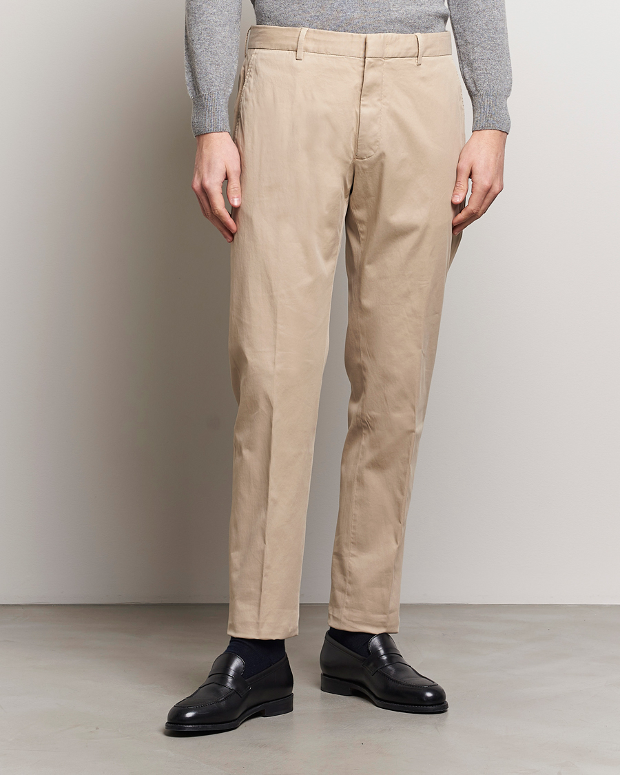 Heren | Chino's | Zegna | Premium Cotton Chinos Beige