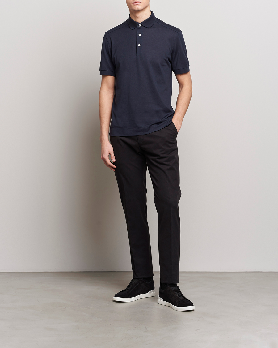Heren | Polo's | Zegna | Cotton/Silk Polo Navy