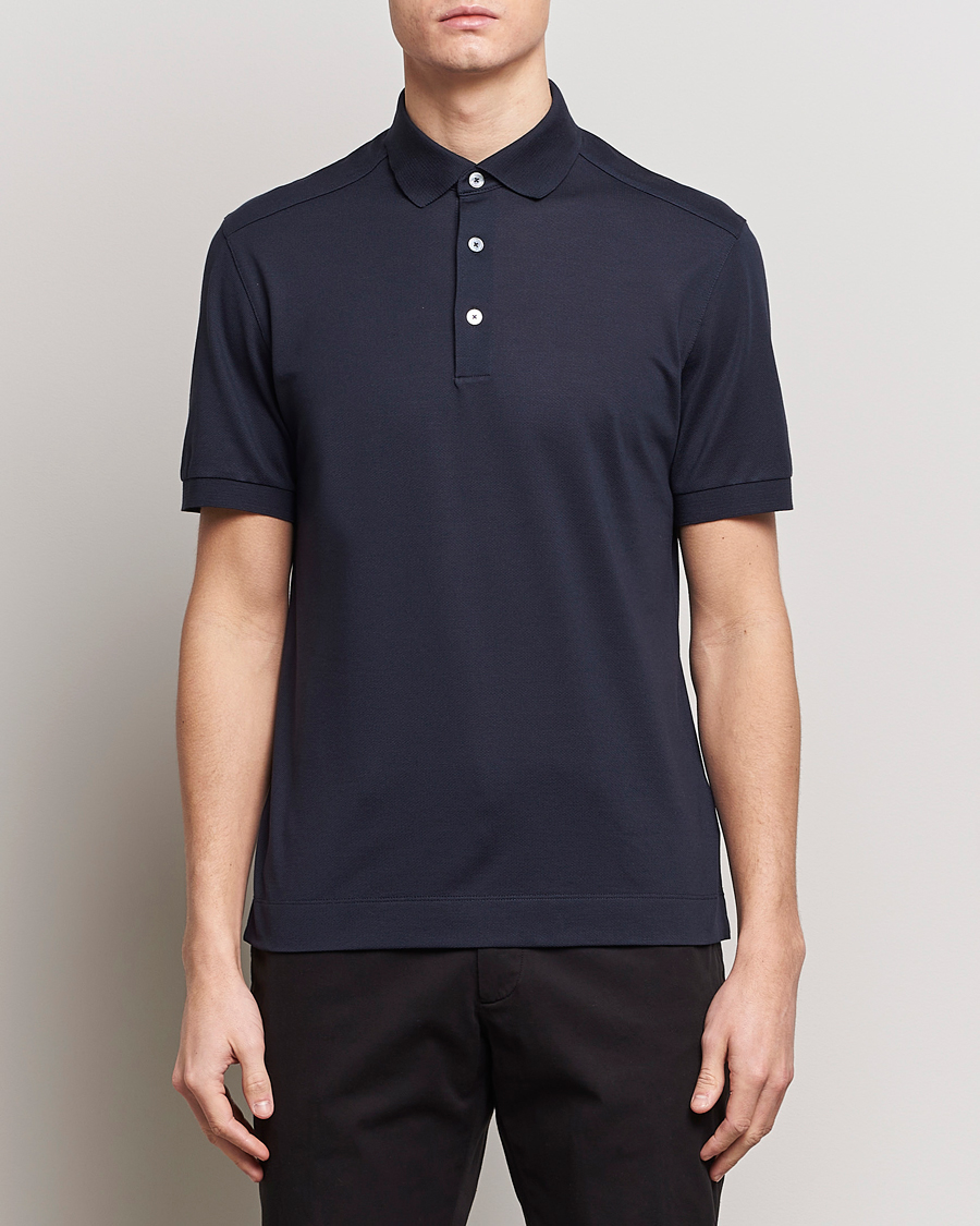 Heren | Poloshirts met korte mouwen | Zegna | Cotton/Silk Polo Navy