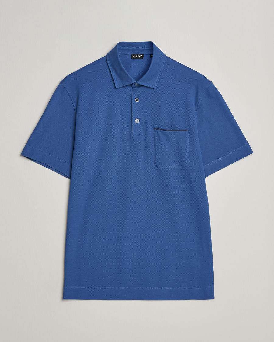 Heren | Polo's | Zegna | Short Sleeve Pocket Polo Blue