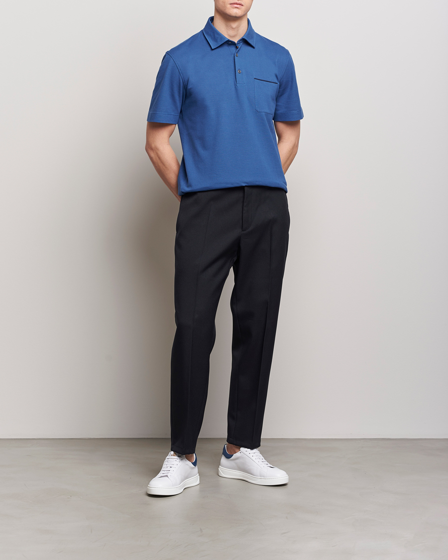 Heren | Polo's | Zegna | Short Sleeve Pocket Polo Blue