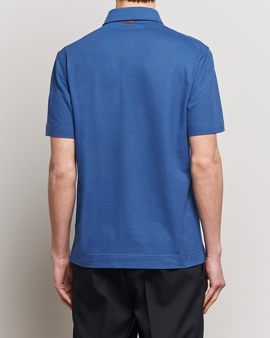 Heren | Polo's | Zegna | Short Sleeve Pocket Polo Blue
