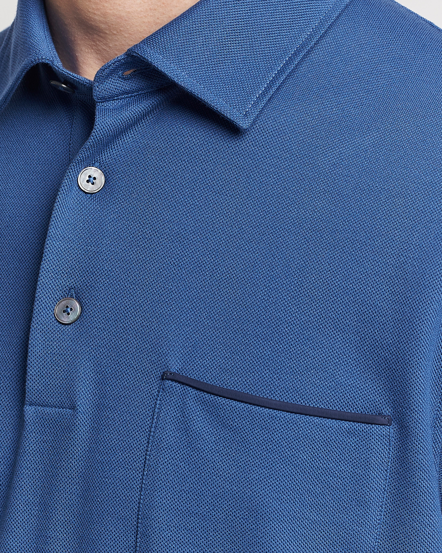 Heren | Polo's | Zegna | Short Sleeve Pocket Polo Blue