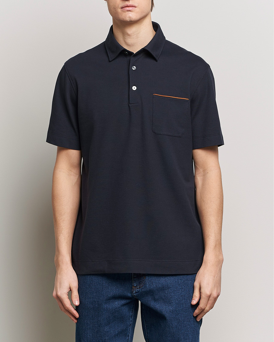 Heren | Poloshirts met korte mouwen | Zegna | Short Sleeve Pocket Polo Navy