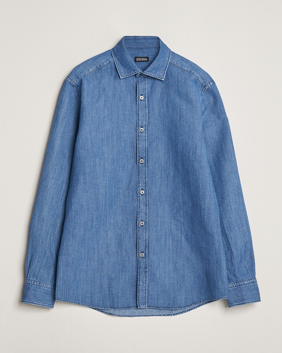 Heren | Overhemden | Zegna | Slim Fit Denim Shirt Stone Wash