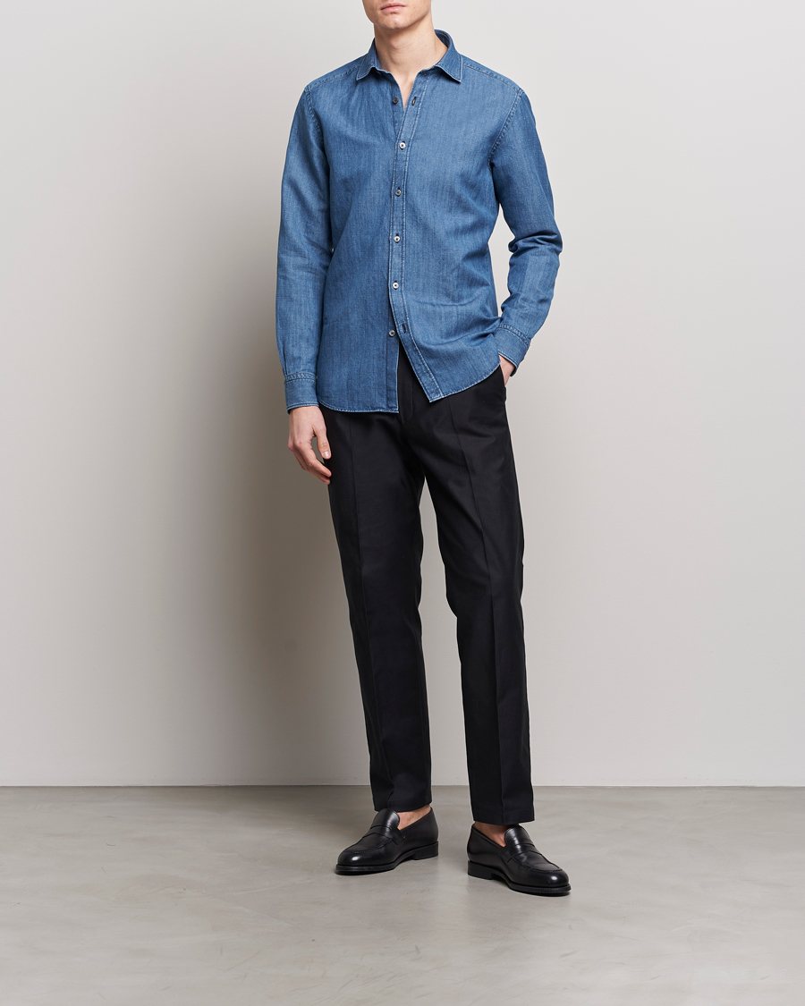 Heren | Overhemden | Zegna | Slim Fit Denim Shirt Stone Wash