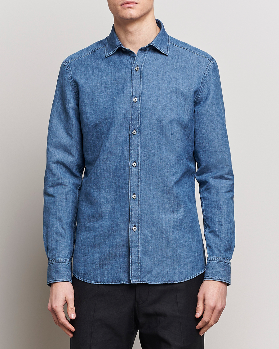 Heren | Italian Department | Zegna | Slim Fit Denim Shirt Stone Wash