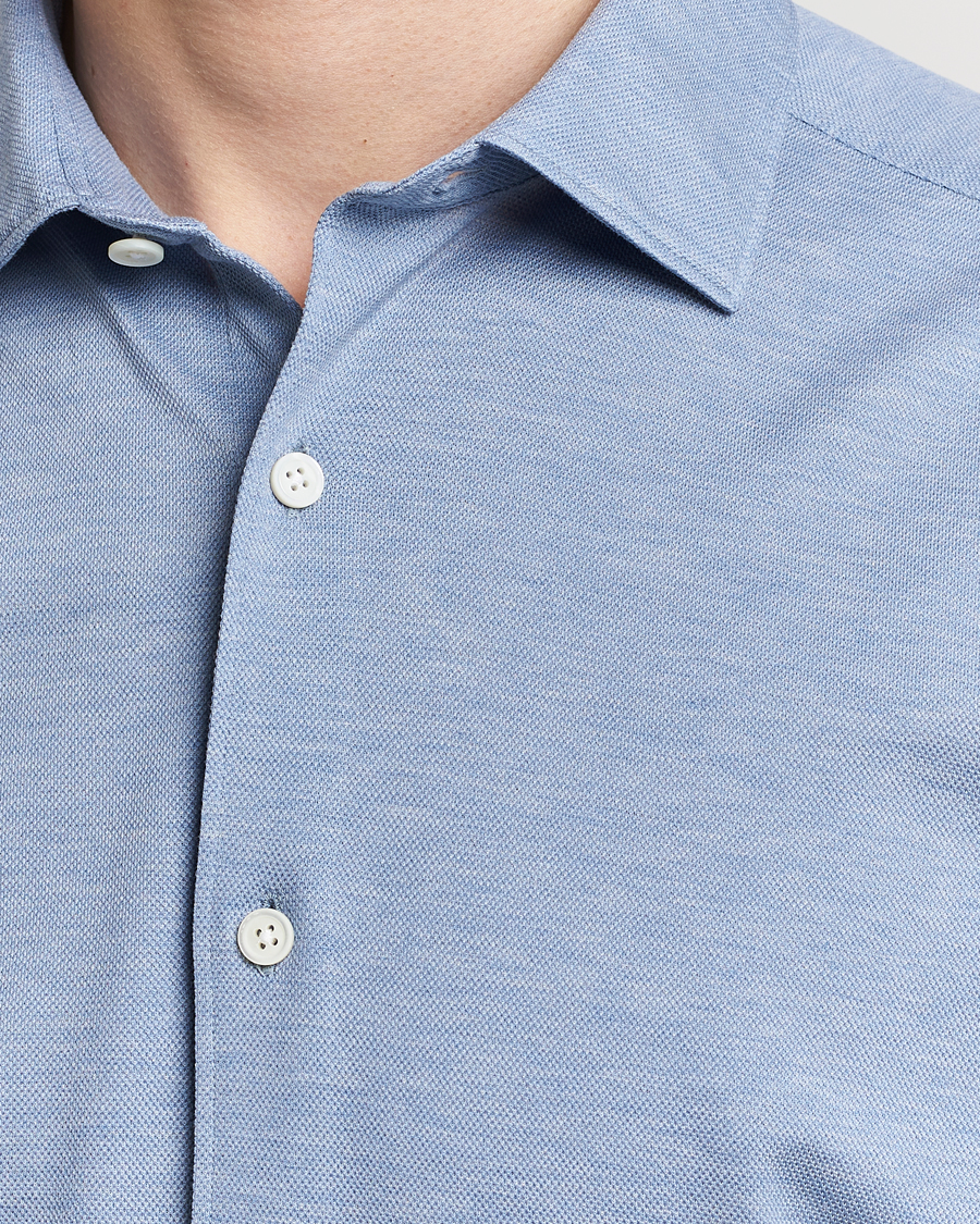 Heren | Overhemden | Zegna | Slim Fit Jersey Piquet Shirt Light Blue