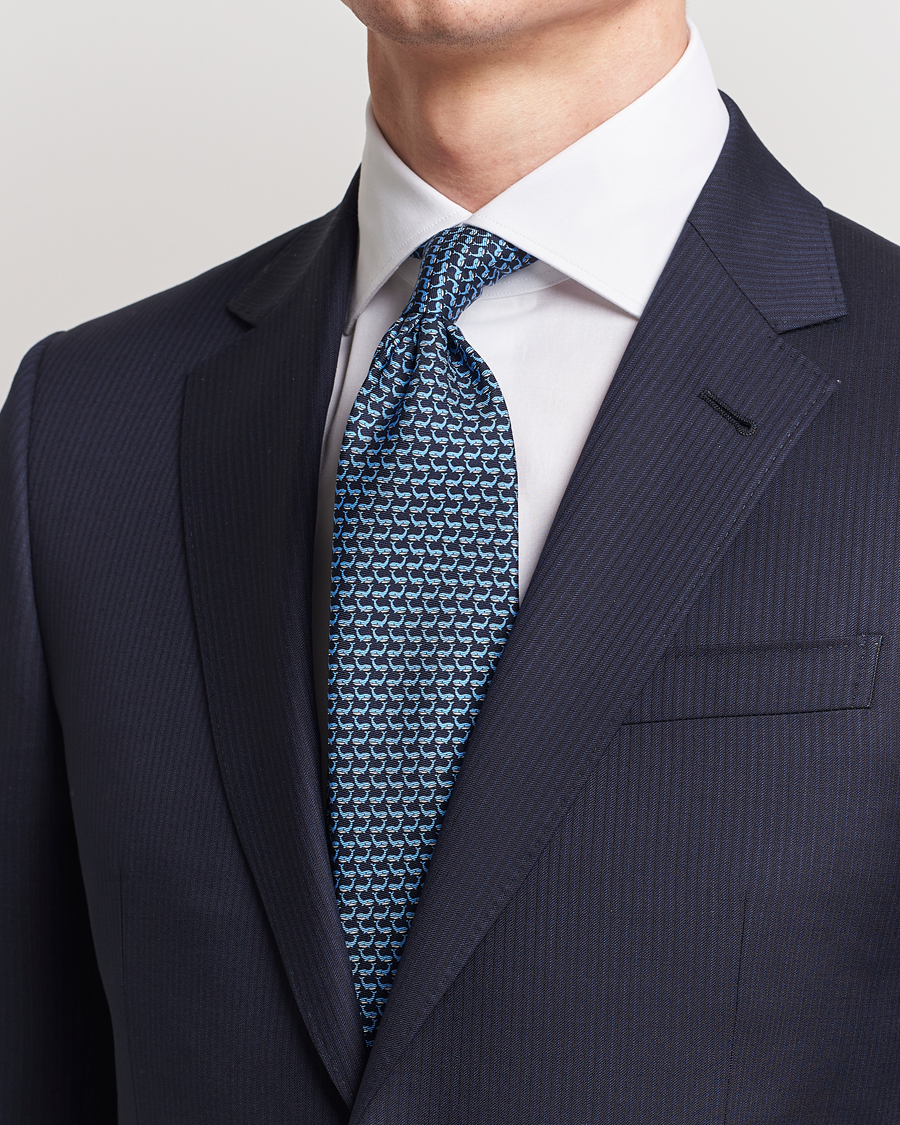 Heren | Smart casual | Zegna | Animal Print Silk Tie Navy