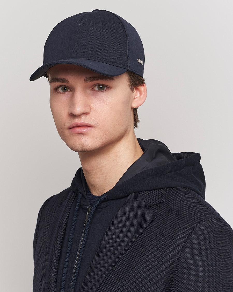 Men |  | Zegna | Cotton/Wool Baseball Cap Navy