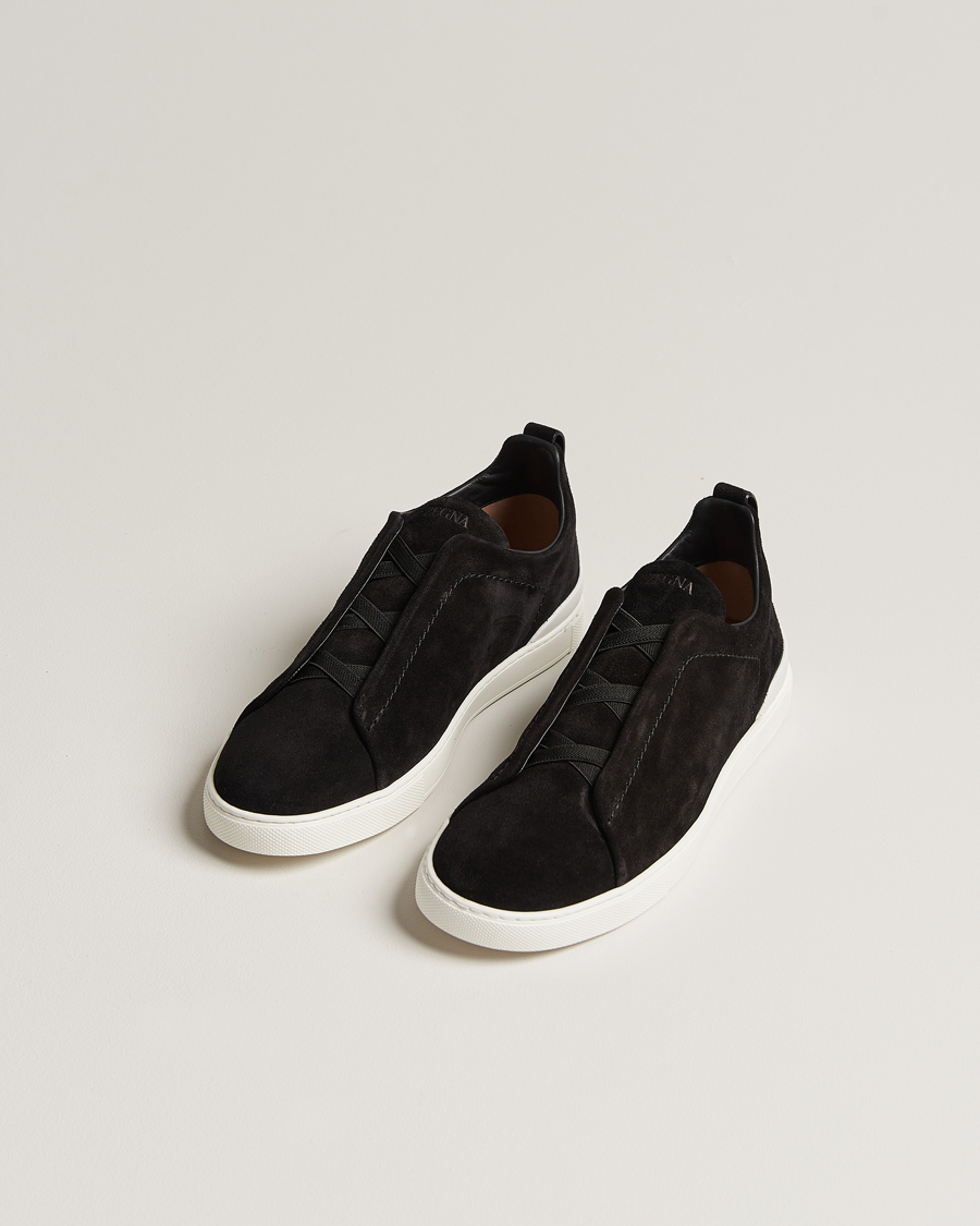 Men |  | Zegna | Triple Stitch Sneakers Black Suede