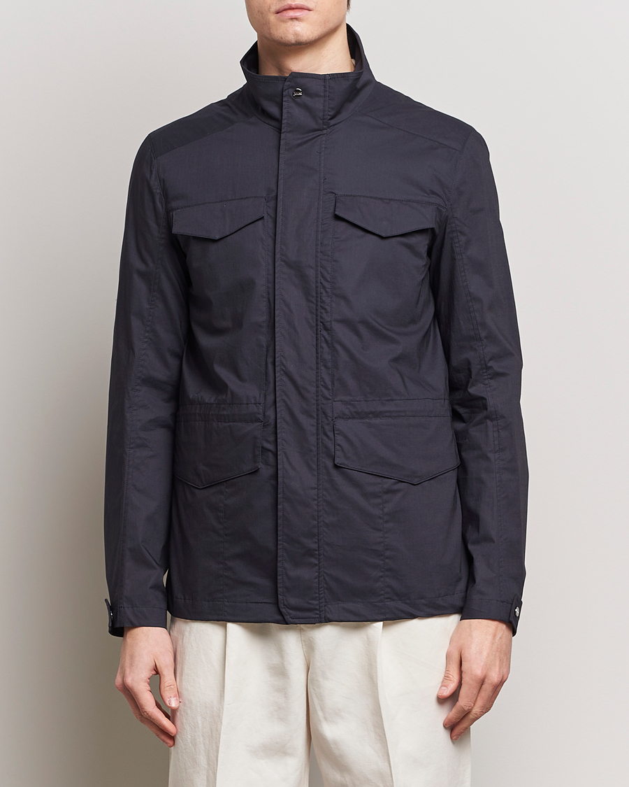 Heren |  | Herno | Lightwieght Cotton Field Jacket Navy