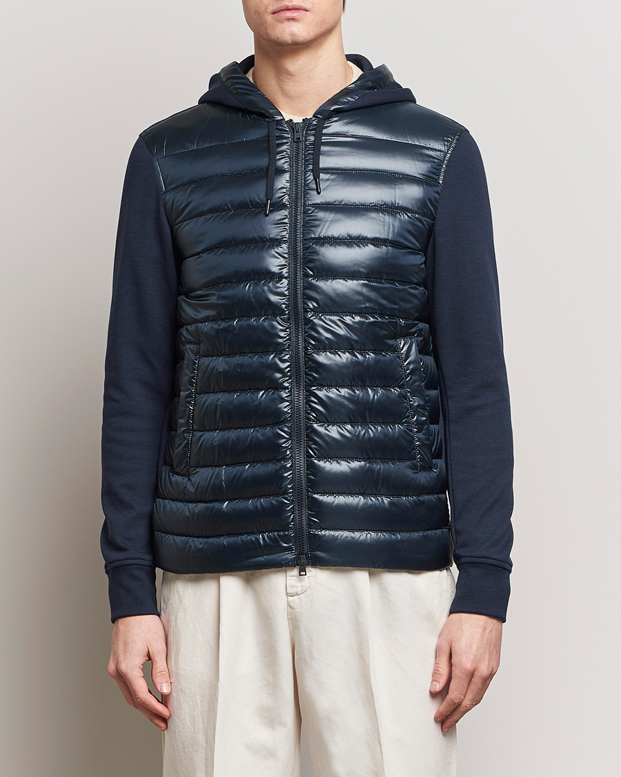 Heren | Italian Department | Herno | Hybrid Hooded Zip Jacket Navy