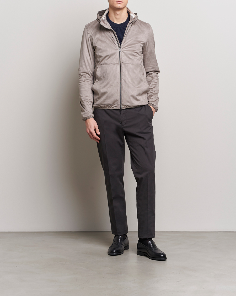 Heren | Jassen | Herno | Faux Suede Bomber Jacket Grey