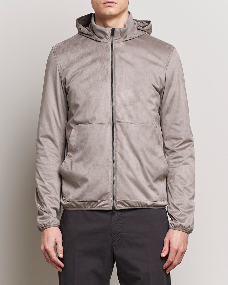 Heren | Lentejassen | Herno | Faux Suede Bomber Jacket Grey