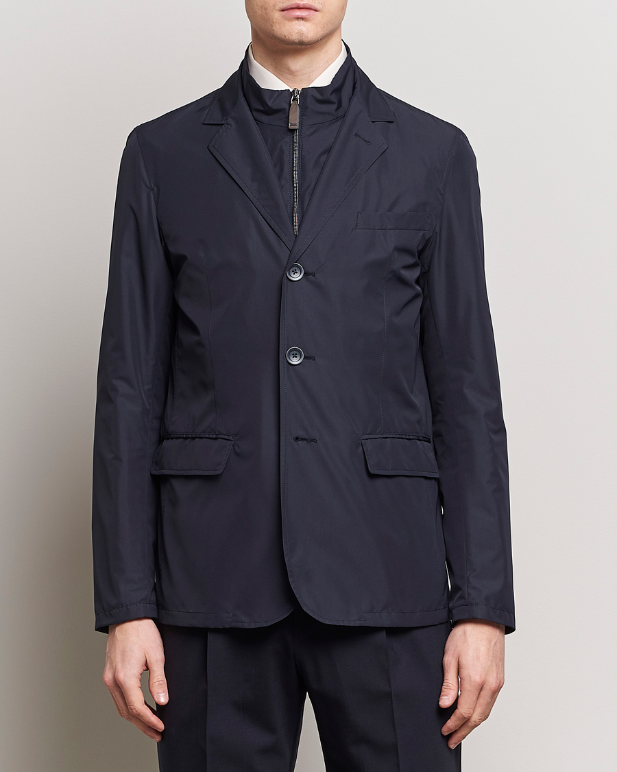 Men |  | Herno | Lightweight Zip Blazer Navy