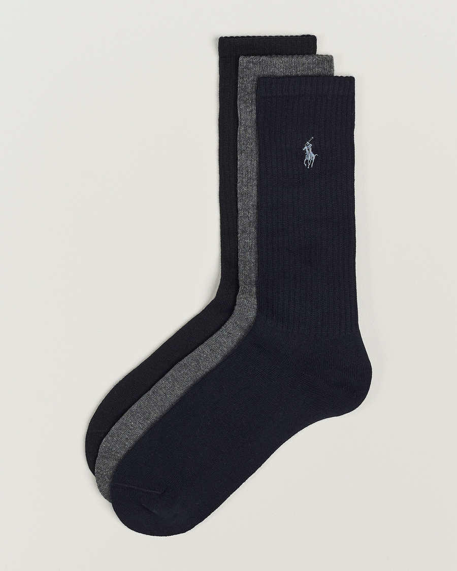 Heren | Ondergoed | Polo Ralph Lauren | 3-Pack Crew Sock Navy/Charcoal/Black