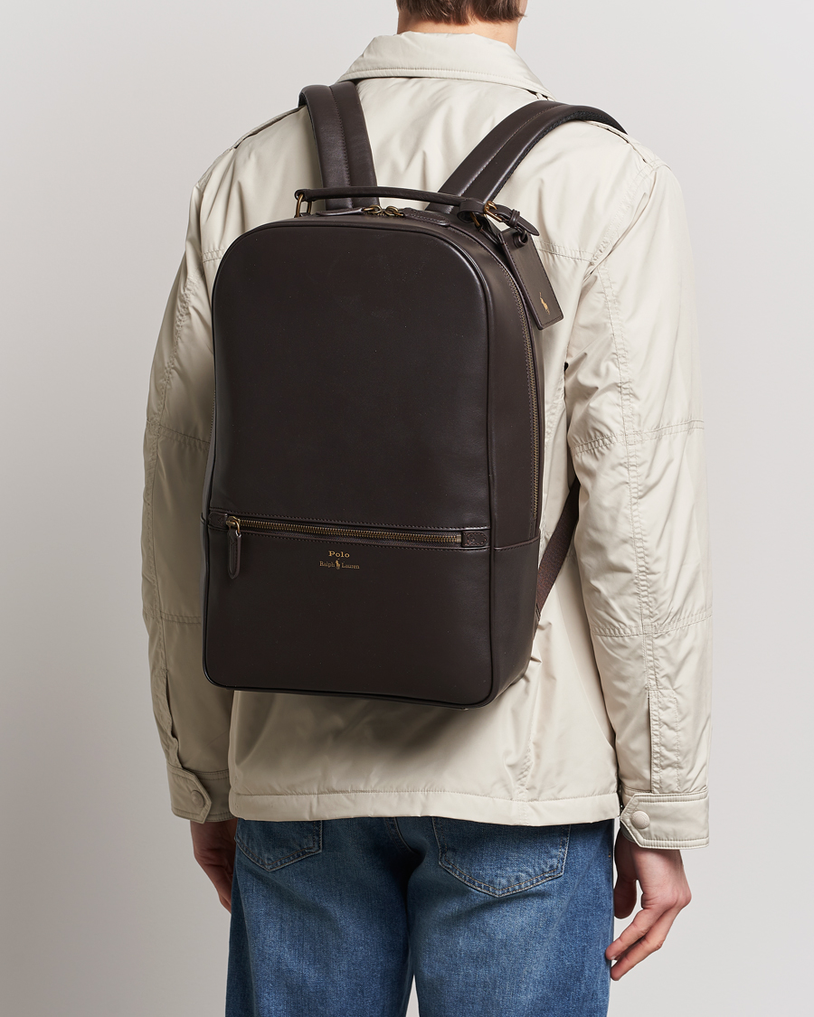 Heren |  | Polo Ralph Lauren | Leather Backpack Dark Brown