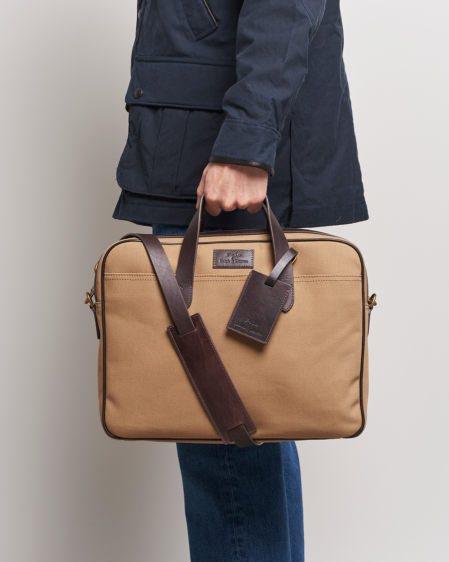 Heren | Tassen | Polo Ralph Lauren | Canvas/Leather Computer Bag Tan