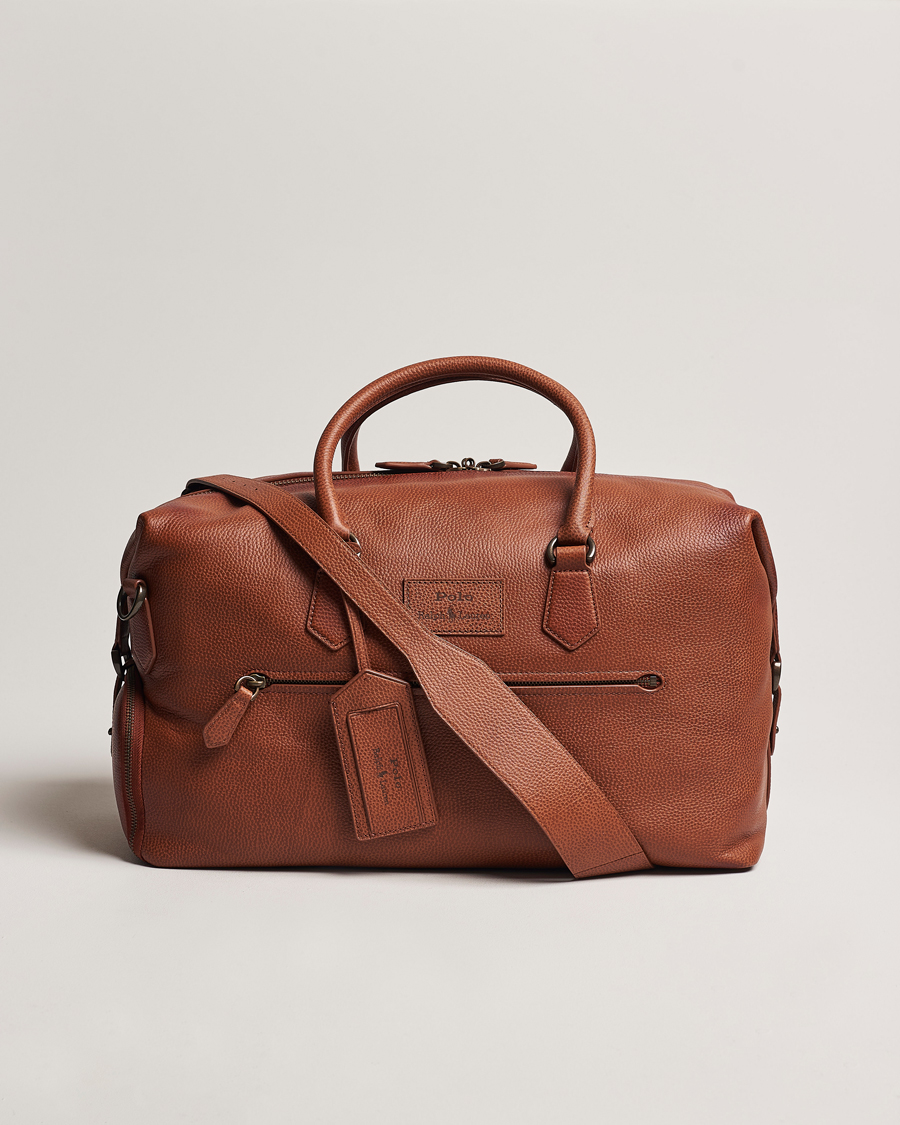 Heren | Polo Ralph Lauren Pebble Leather Duffle Bag Saddle Brown | Polo Ralph Lauren | Pebble Leather Duffle Bag Saddle Brown