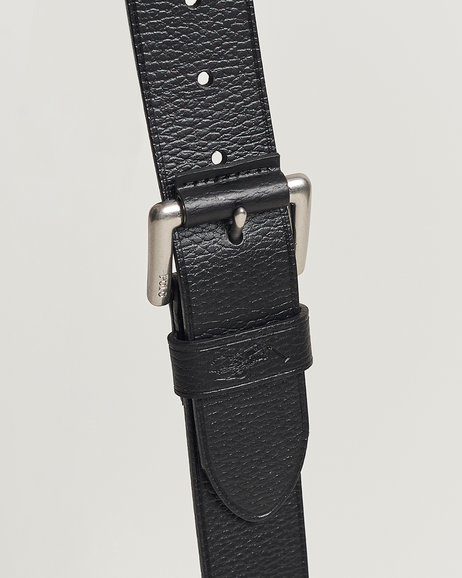 Heren | Polo Ralph Lauren Pebbled Leather Belt Black | Polo Ralph Lauren | Pebbled Leather Belt Black