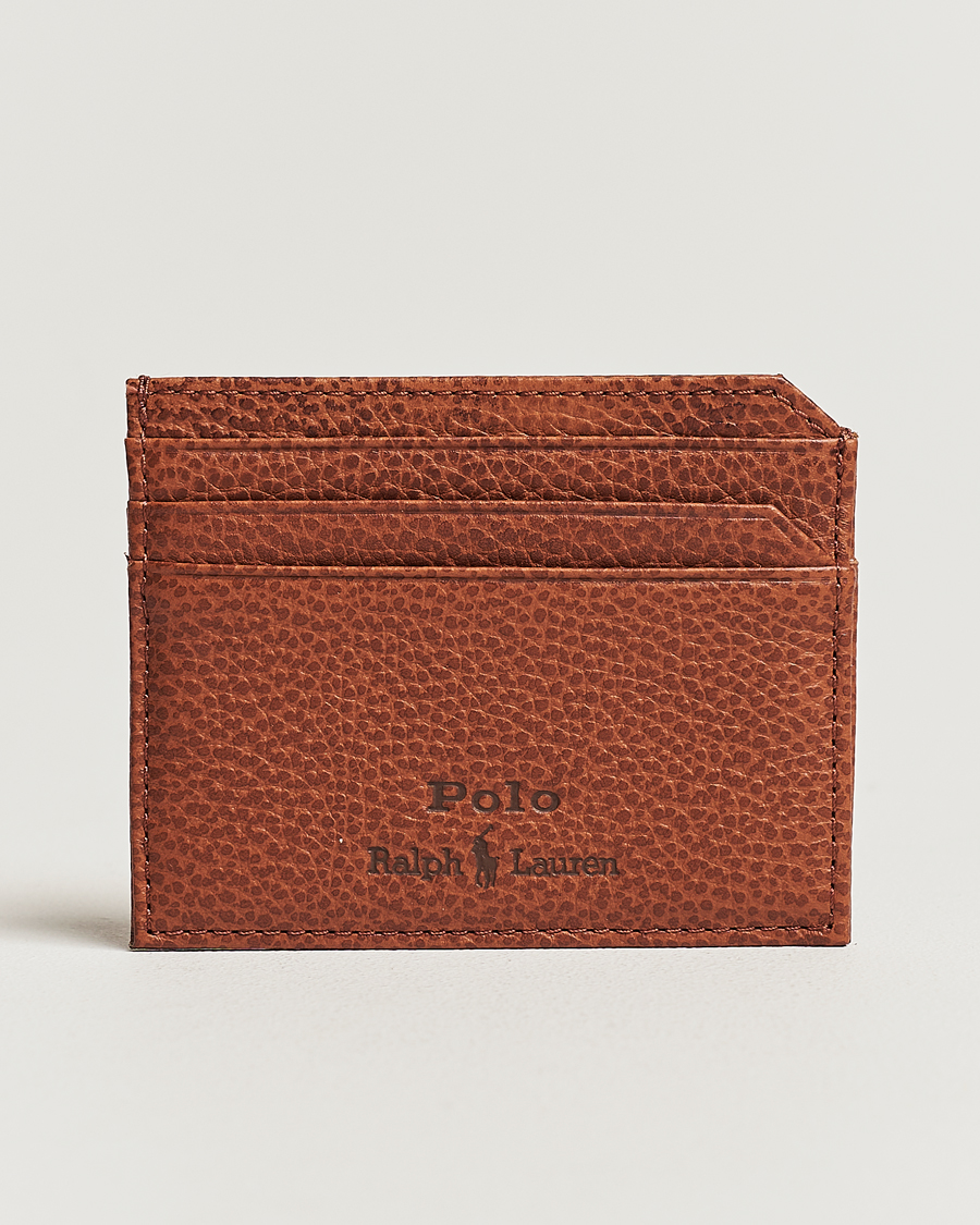 Heren | Kaarthouders | Polo Ralph Lauren | Pebbled Leather Credit Card Holder Saddle Brown