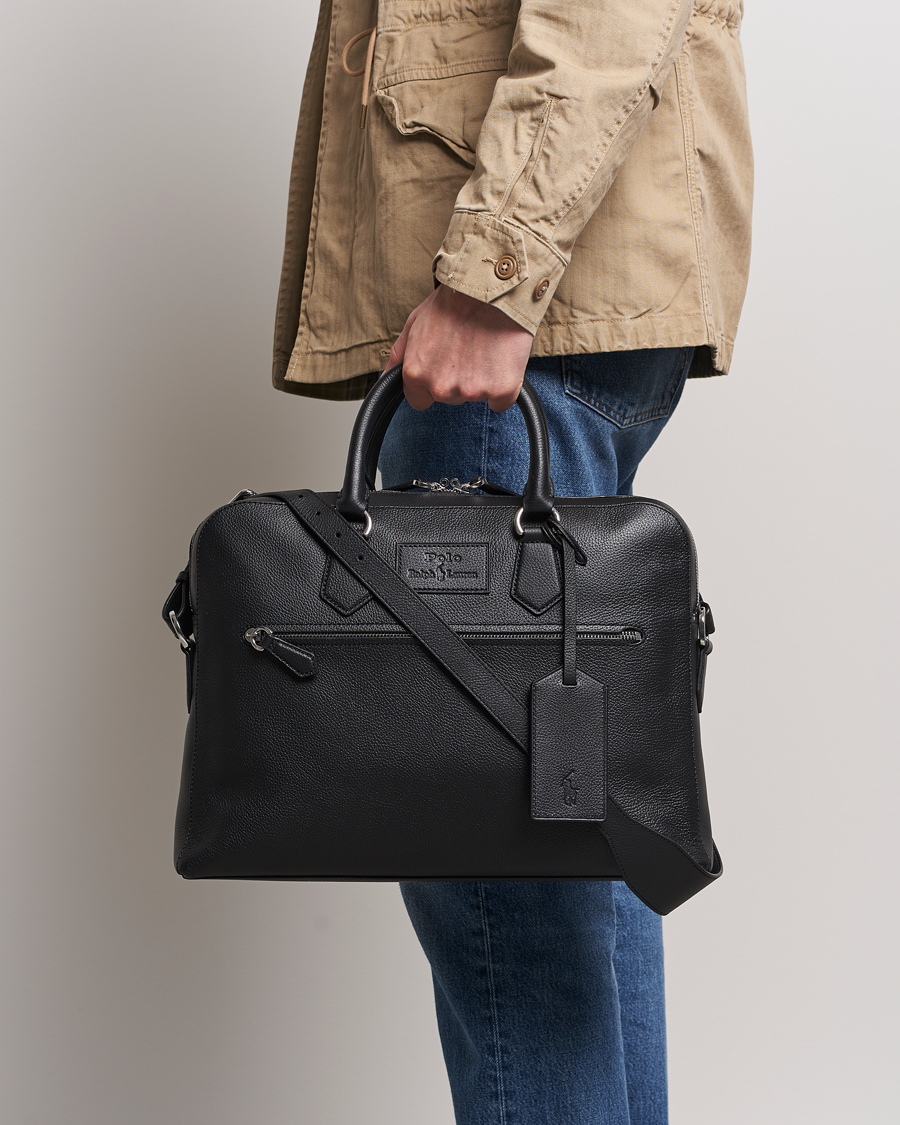 Heren | Aktetassen | Polo Ralph Lauren | Pebbled Leather Commuter Bag Black