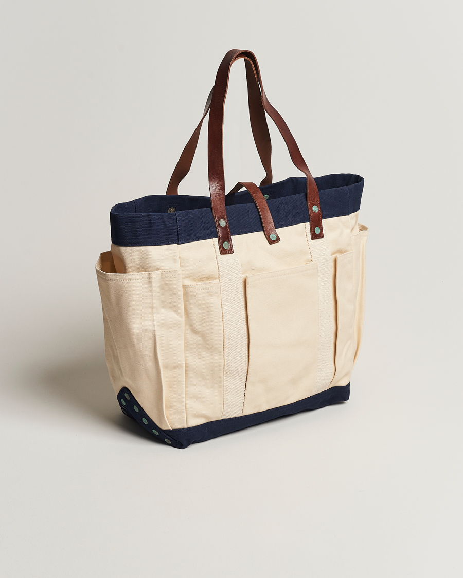 Heren | Polo Ralph Lauren Canvas Totebag Cream/Aviator Navy | Polo Ralph Lauren | Canvas Totebag Cream/Aviator Navy
