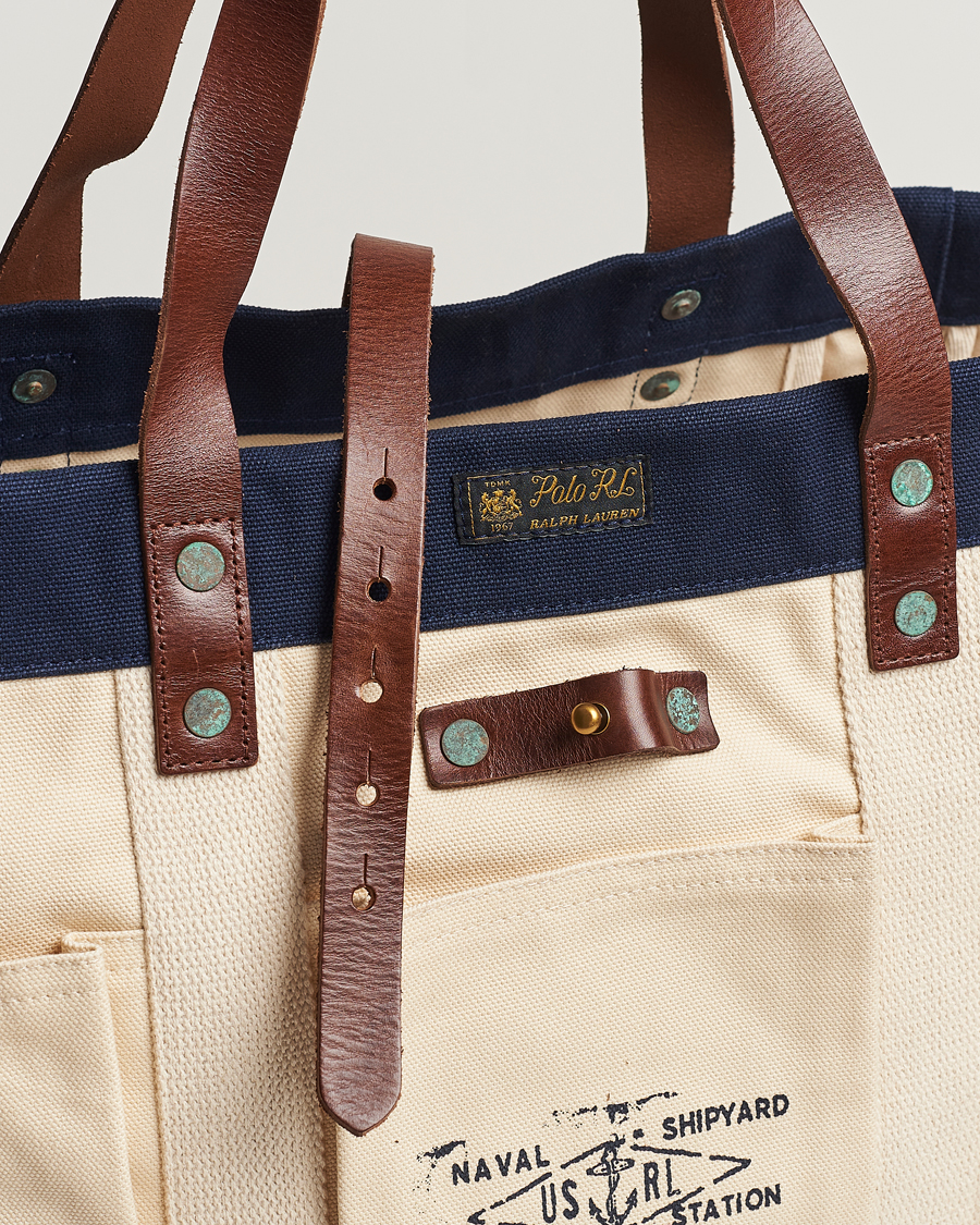 Heren | Polo Ralph Lauren Canvas Totebag Cream/Aviator Navy | Polo Ralph Lauren | Canvas Totebag Cream/Aviator Navy