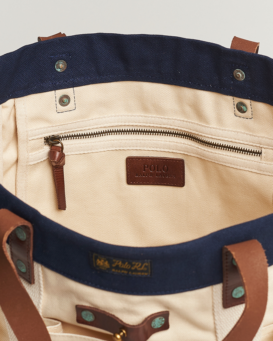 Heren | Polo Ralph Lauren Canvas Totebag Cream/Aviator Navy | Polo Ralph Lauren | Canvas Totebag Cream/Aviator Navy