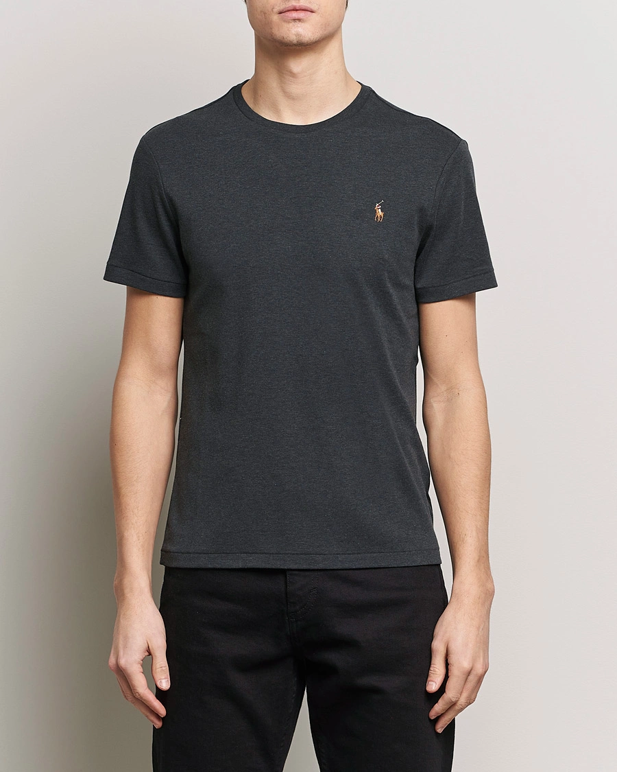 Heren | Zwarte T-shirts | Polo Ralph Lauren | Luxury Pima Cotton Crew Neck T-Shirt Black Heather