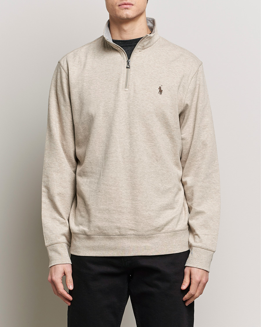 Heren |  | Polo Ralph Lauren | Double Knit Half-Zip Sweater Tuscan Beige Heather