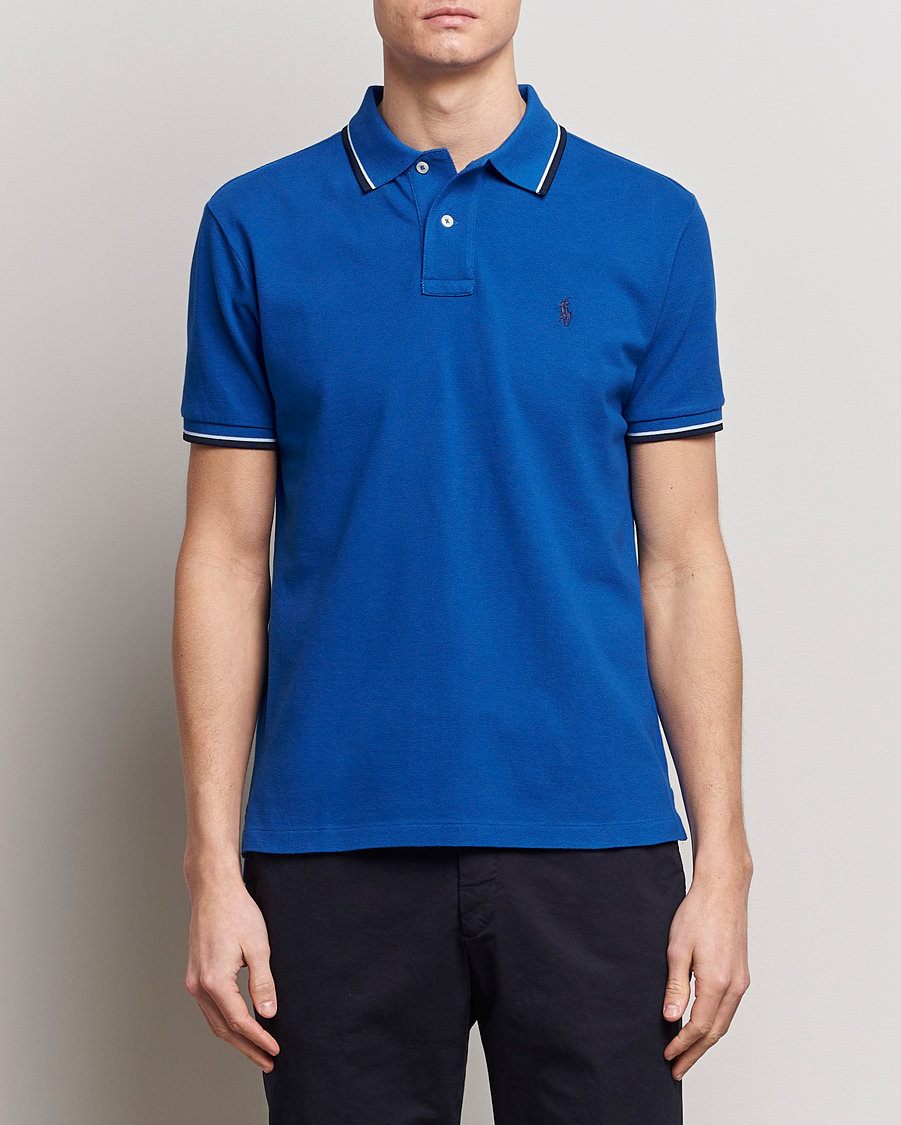 Heren | Poloshirts met korte mouwen | Polo Ralph Lauren | Custom Slim Fit Tipped Polo Heritage Blue