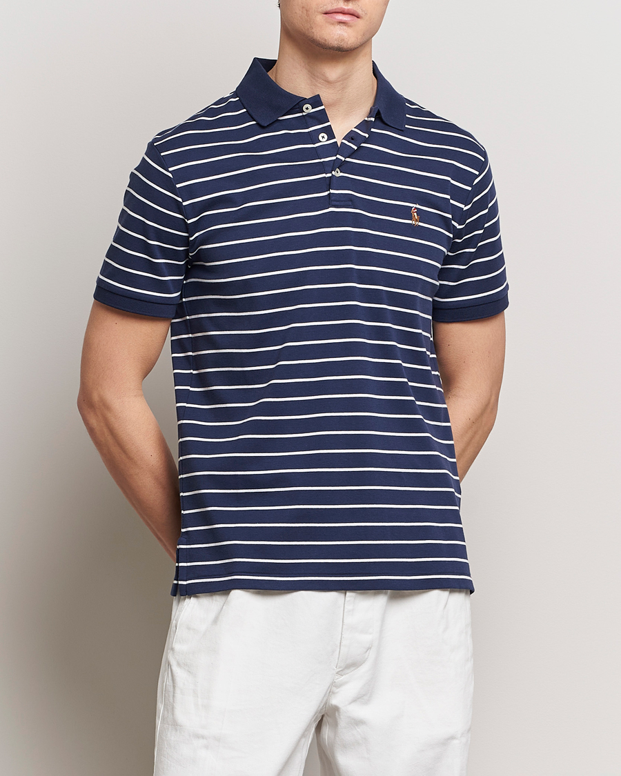 Heren | Polo's | Polo Ralph Lauren | Luxury Pima Cotton Striped Polo Refined Navy/White