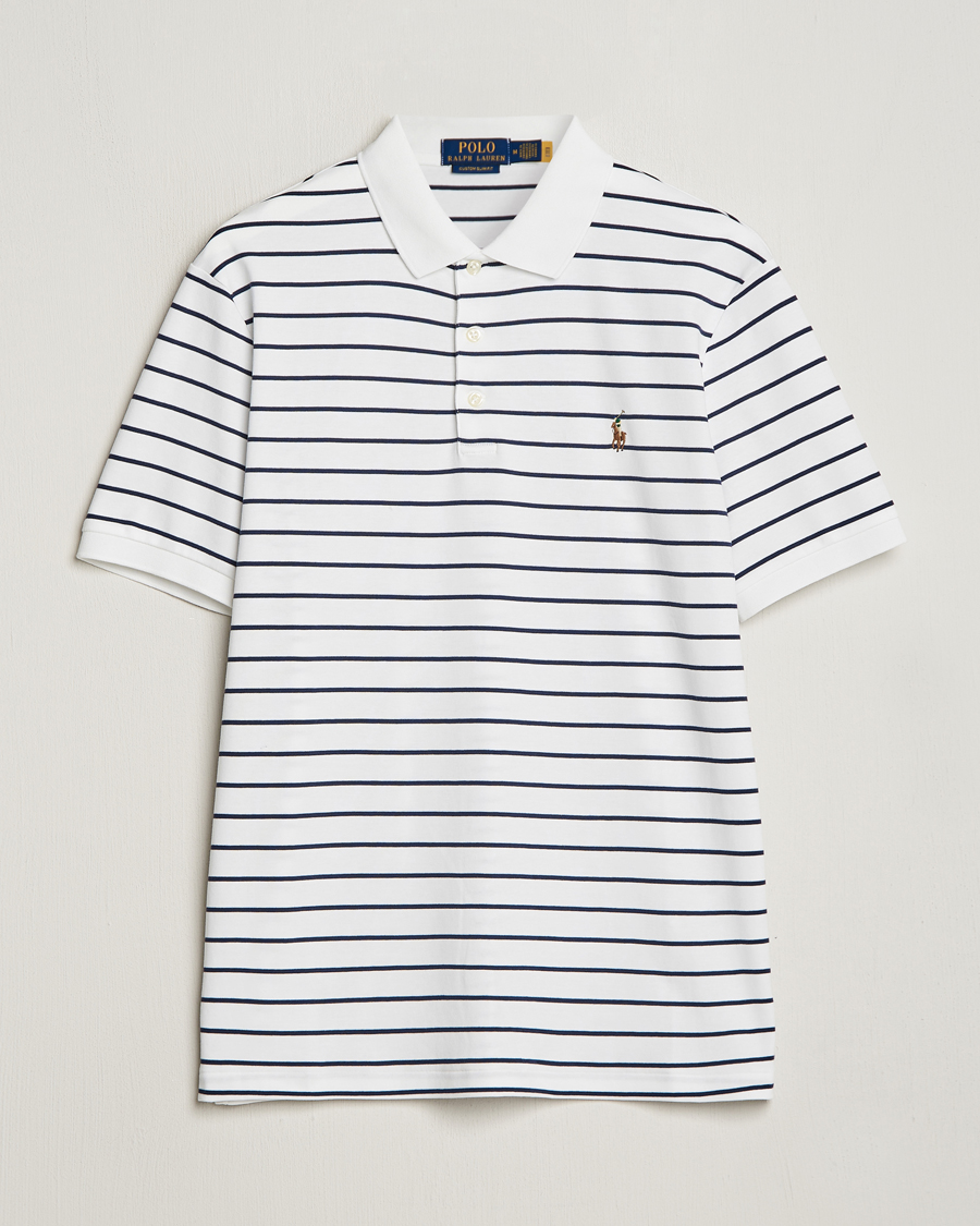 Heren | Polo's | Polo Ralph Lauren | Luxury Pima Cotton Striped Polo White/Refined Navy