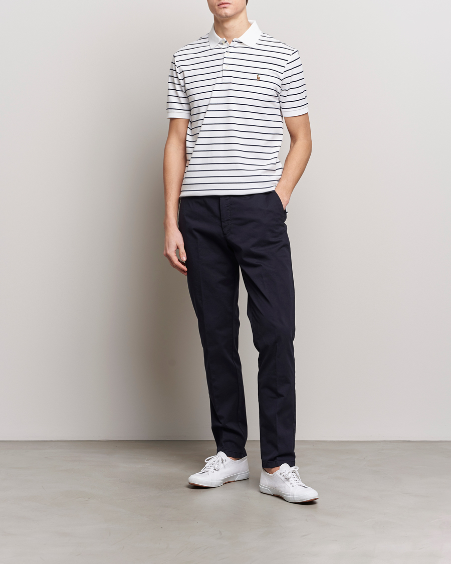 Heren | Polo's | Polo Ralph Lauren | Luxury Pima Cotton Striped Polo White/Refined Navy