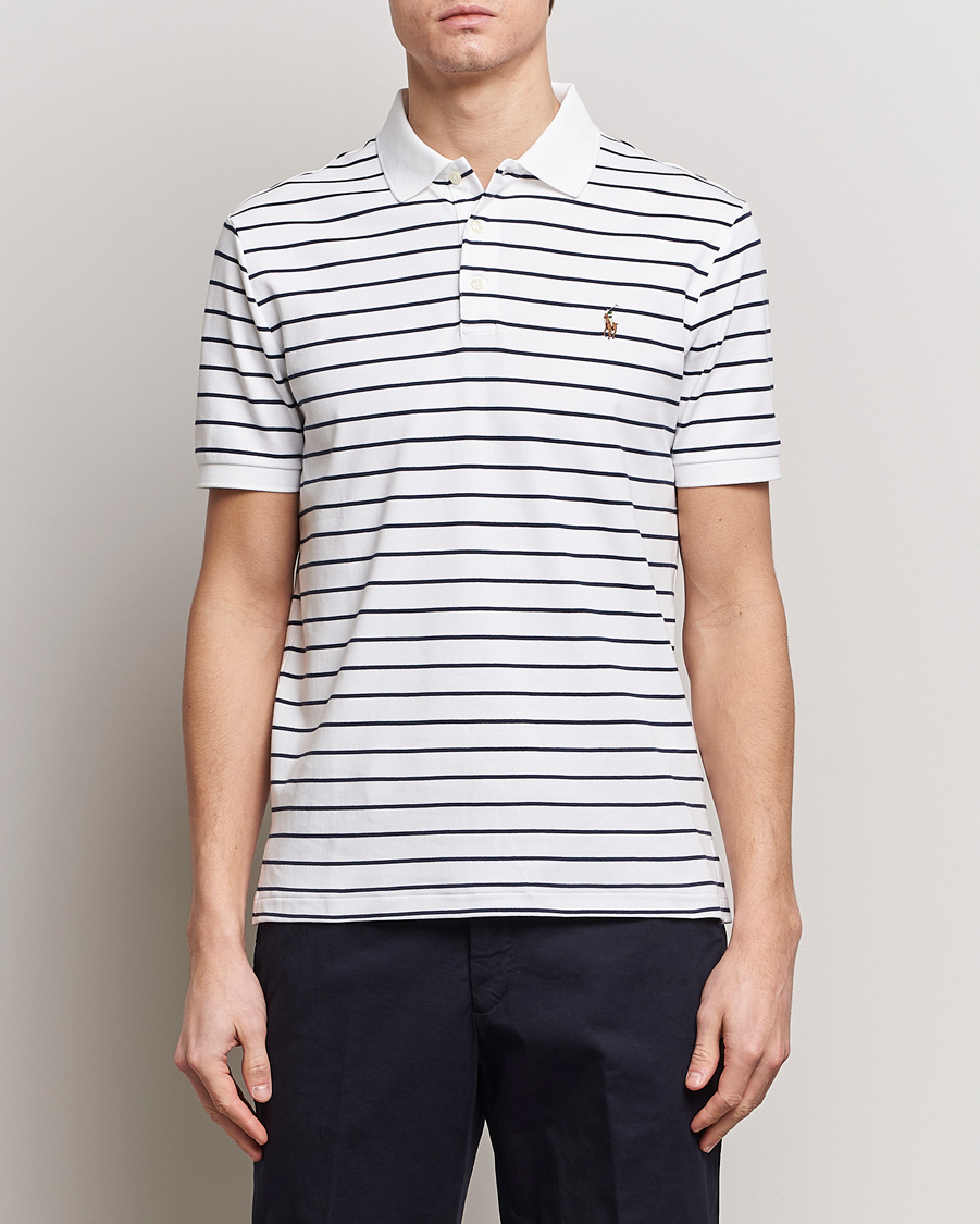 Heren | Polo's | Polo Ralph Lauren | Luxury Pima Cotton Striped Polo White/Refined Navy