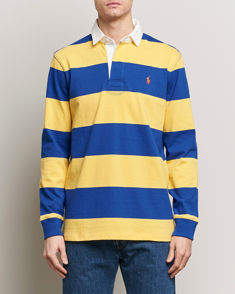 Heren | Rugbyshirts | Polo Ralph Lauren | Jersey Striped Rugger Chrome Yellow/Cruise Royal