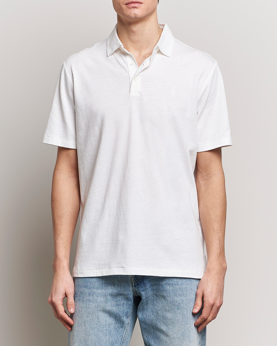 Heren | Poloshirts met korte mouwen | Polo Ralph Lauren | Cotton/Linen Polo Shirt White