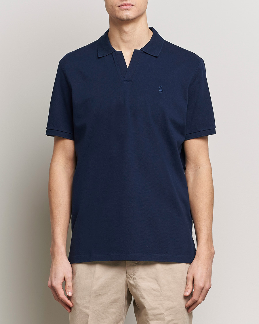 Heren | Poloshirts met korte mouwen | Polo Ralph Lauren | Classic Fit Open Collar Stretch Polo Refined Navy