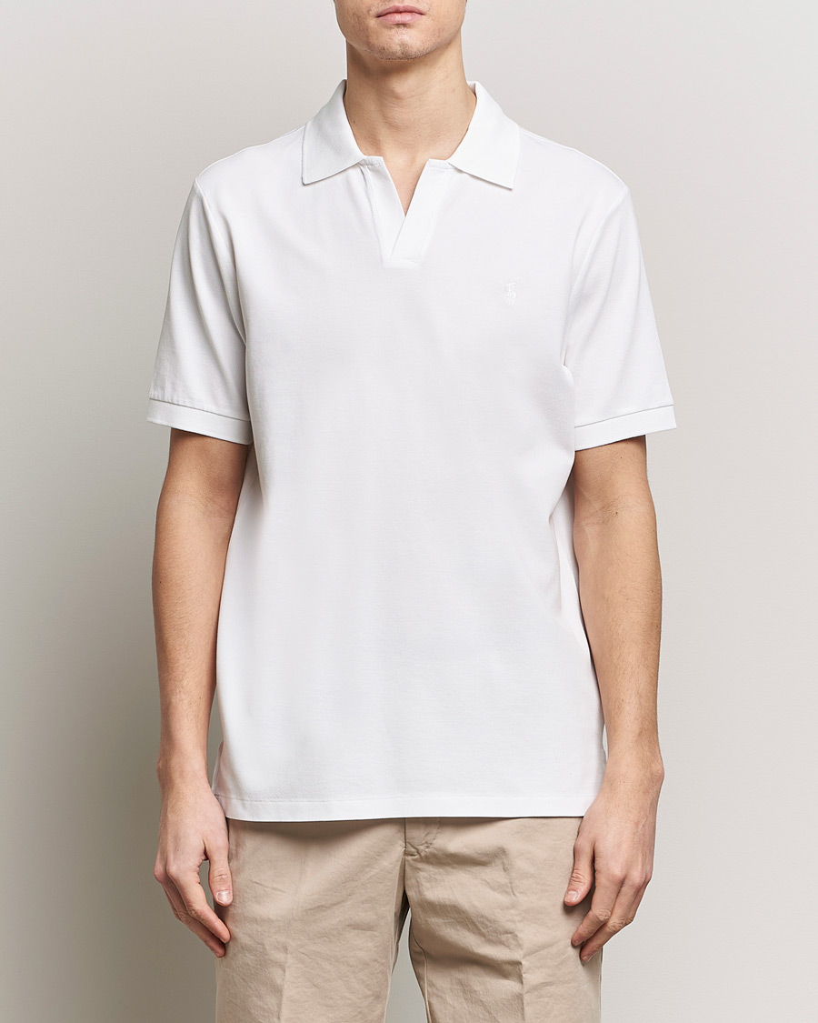 Heren | Poloshirts met korte mouwen | Polo Ralph Lauren | Classic Fit Open Collar Stretch Polo White