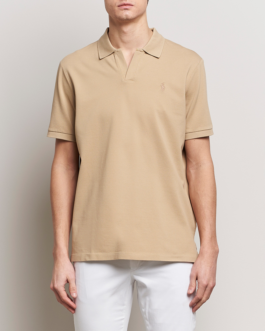 Heren | Polo's | Polo Ralph Lauren | Classic Fit Open Collar Stretch Polo Beige