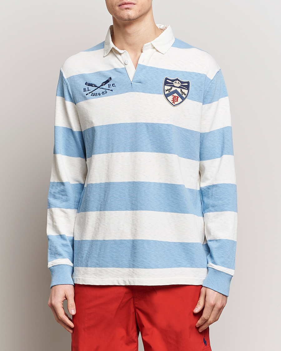 Heren | Rugbyshirts | Polo Ralph Lauren | Jersey Striped Rugger Powder Blue/Nevis
