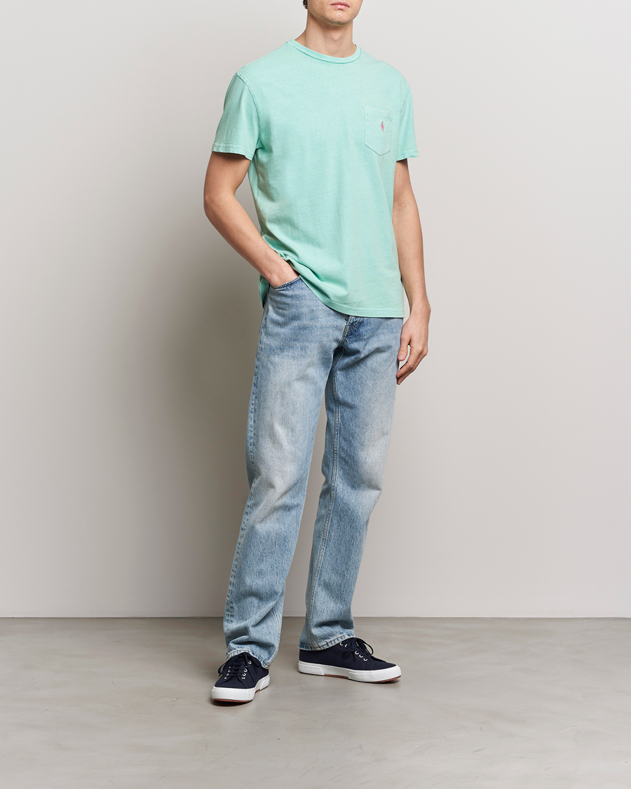 Heren | T-shirts met korte mouwen | Polo Ralph Lauren | Cotton Linen Crew Neck T-Shirt Celadon