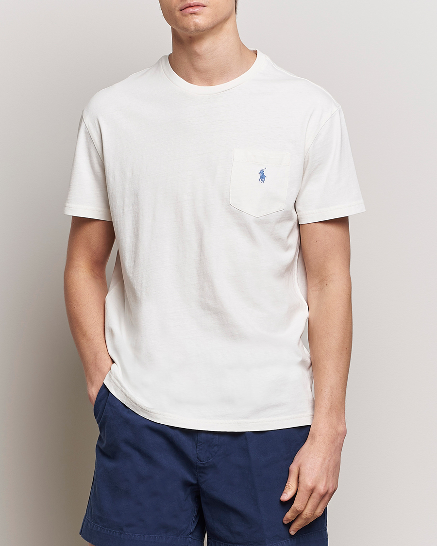 Heren | Nieuws | Polo Ralph Lauren | Cotton Linen Crew Neck T-Shirt Ceramic White